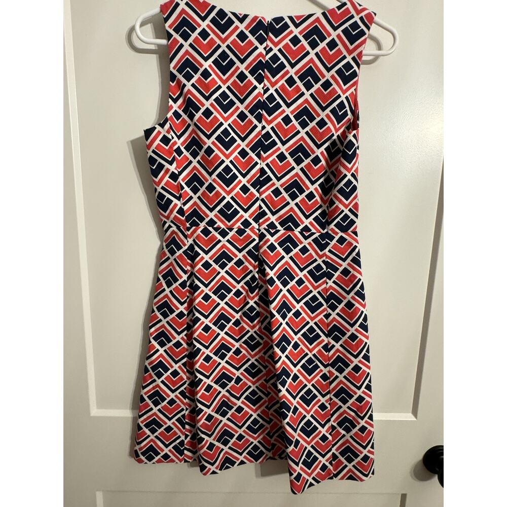 Gap Designed & Crafted Sleeveless Fully Lined Dress Pink And Blue Geometric Sz 2 - Picture 4 of 12